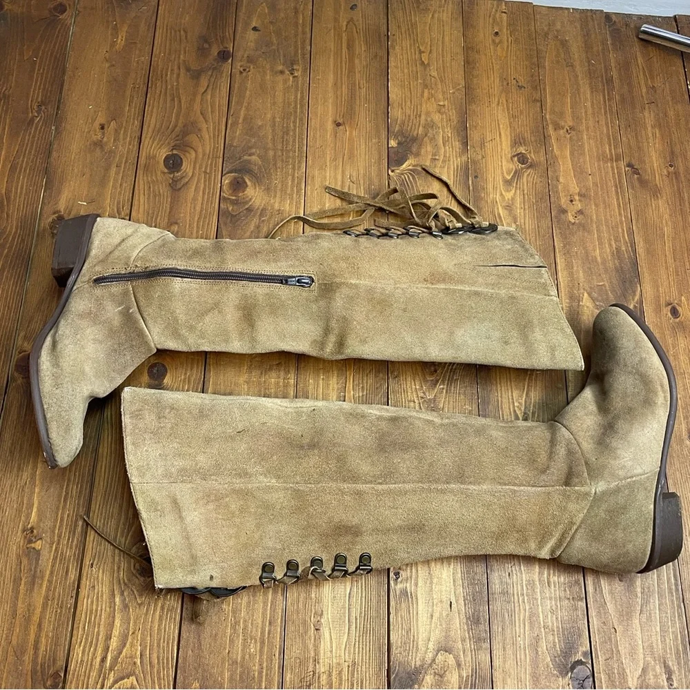 Naughty monkey tan suede knee high boots Womens size 7